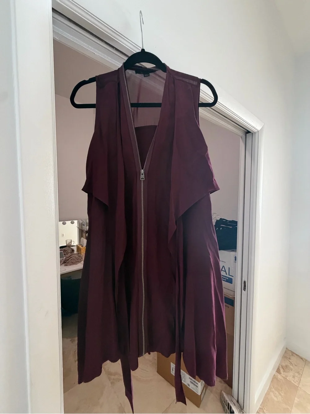AllSaints Jayda Silk Dress size 6 in oxblood burgundy red